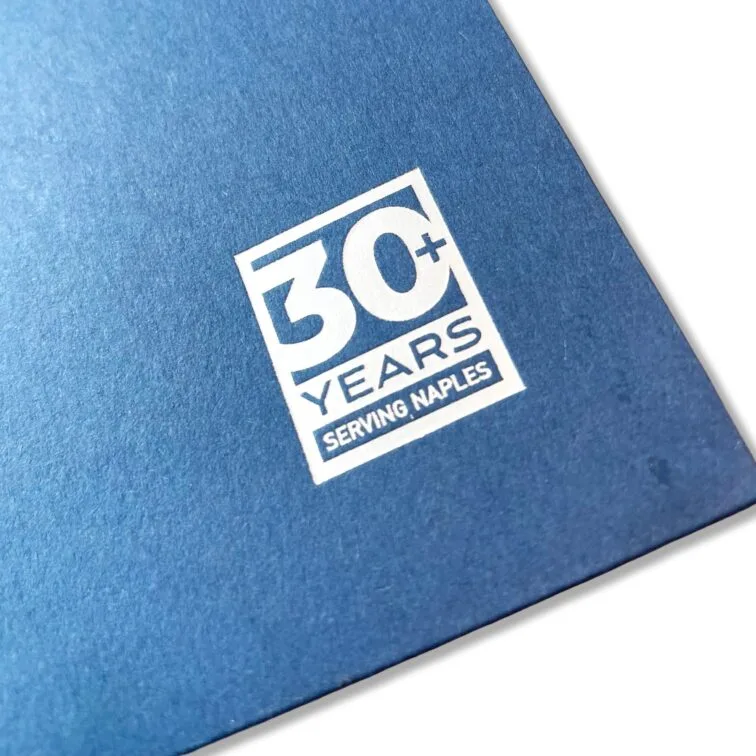 Edward Asset Management presentation folder silver foil embossed