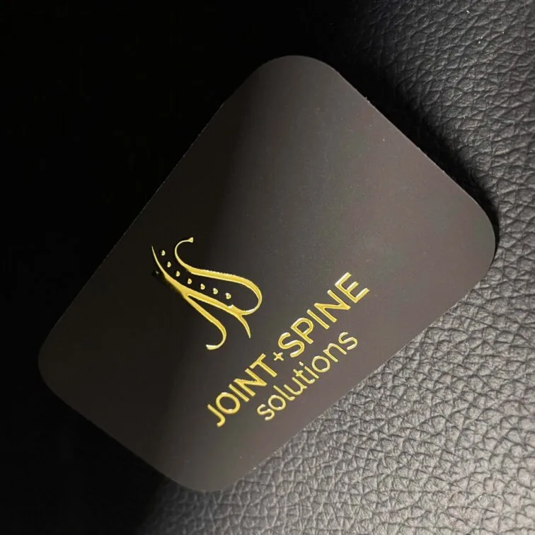 Joint Spine raised foil sude business cards