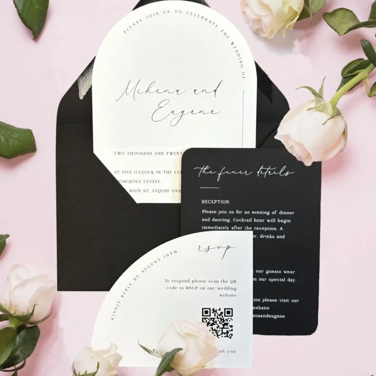 Arch shaped wedding invitation suite edit