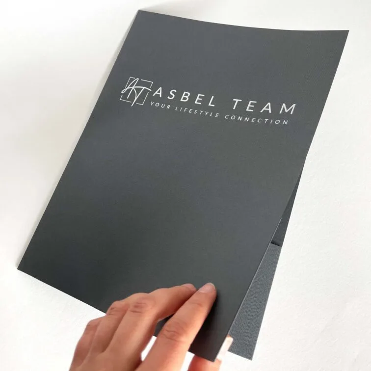 Asbel presentation folders white foil embossing