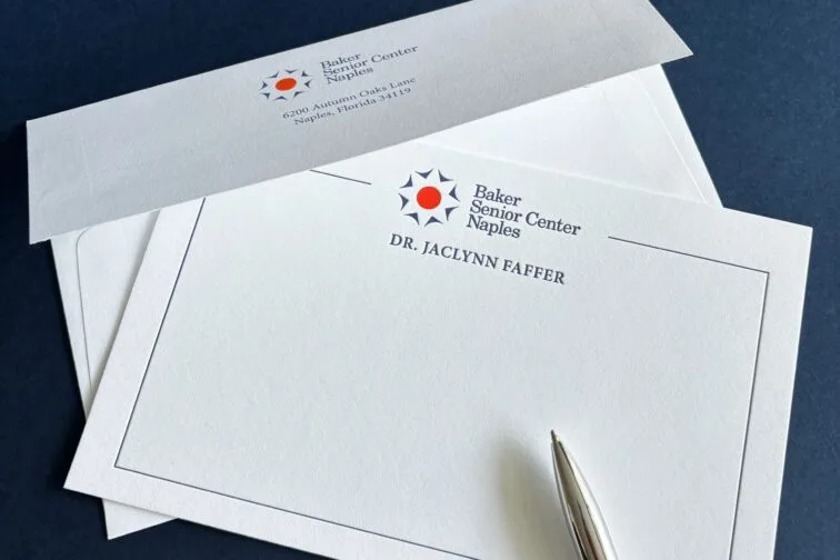 Baker senior center notecards letterpress