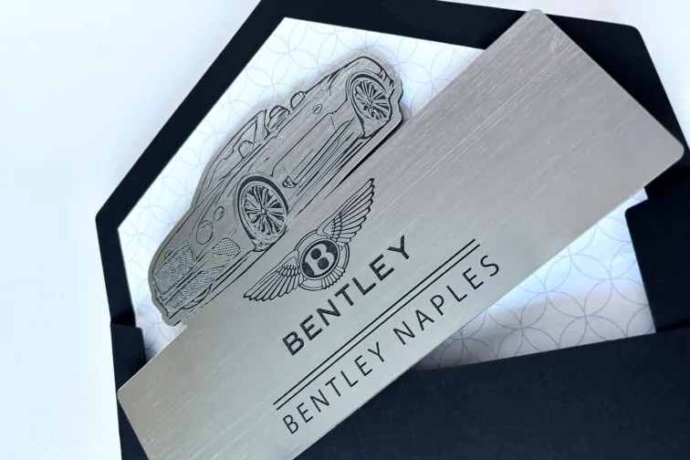 Car laser engraved invitation