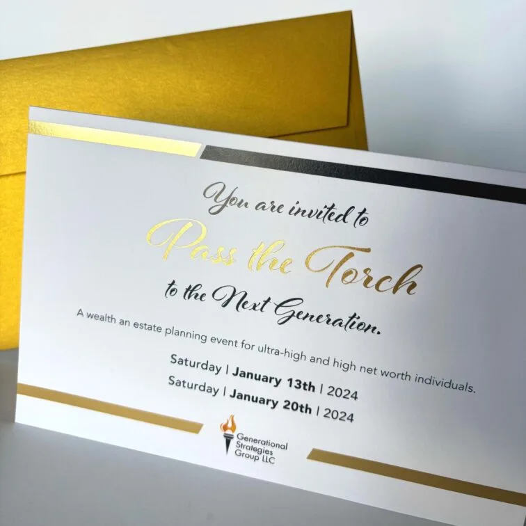 Gold foil stamped gold envelope