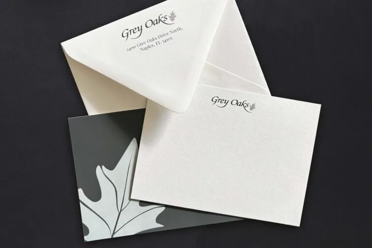 Grey oaks note cards layout