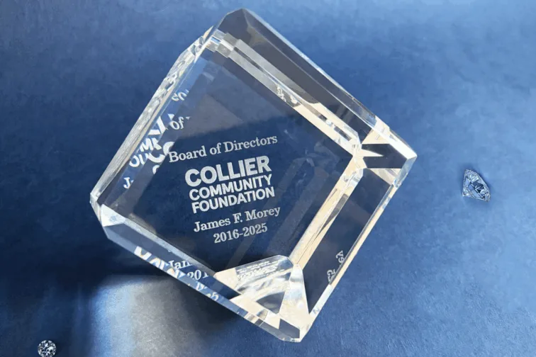 Laser engraved crystal collier community foundation Copy