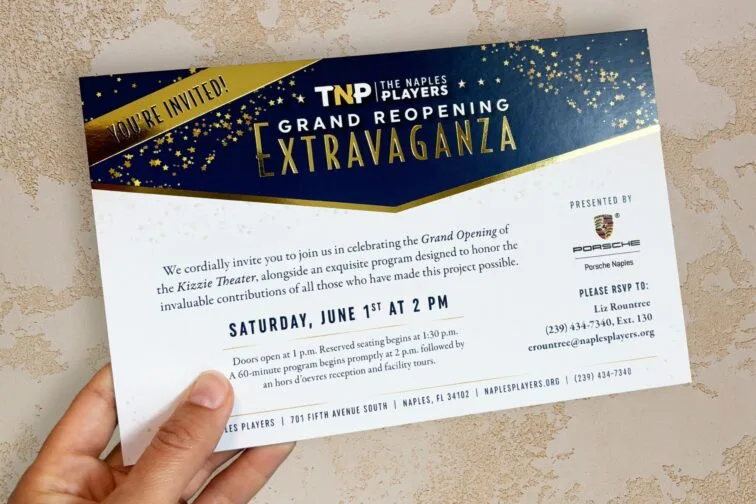 Naples players gold foil invitation
