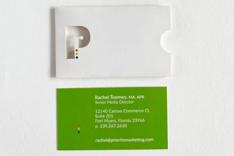 Priority marketing business card sleeve