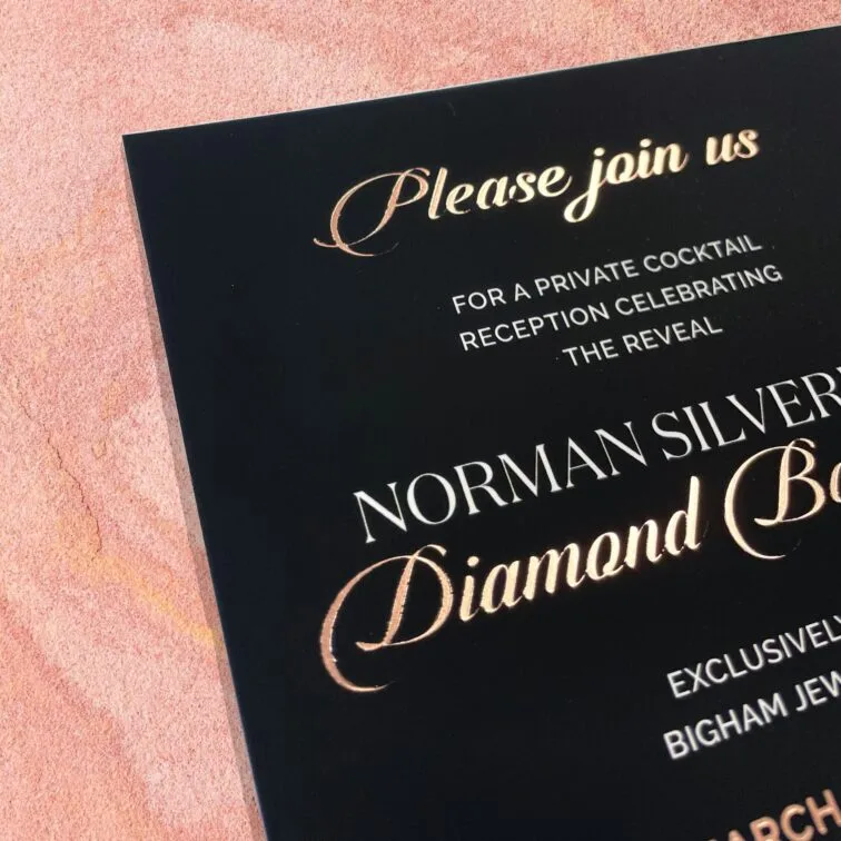 Rose gold foil stamped invitation