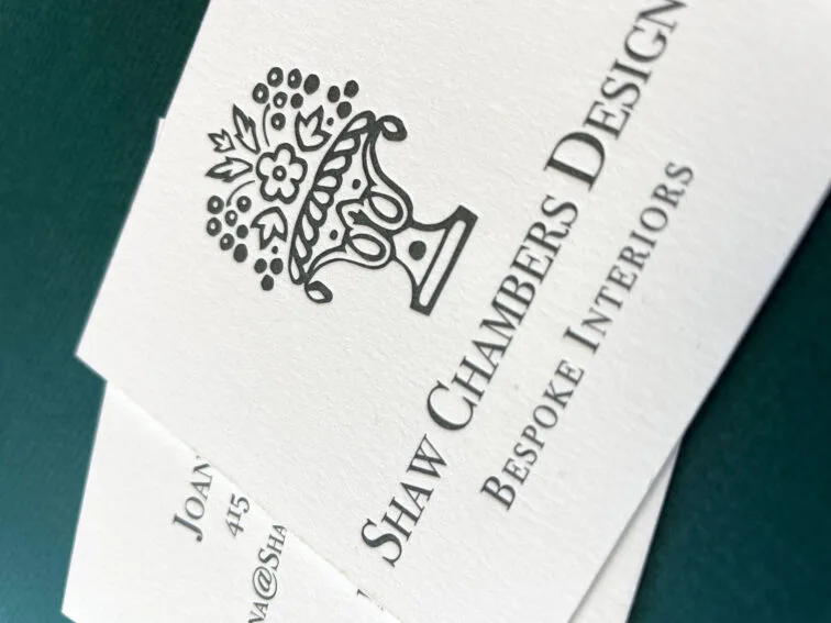 Shaw chamber designs letterpress square business cards