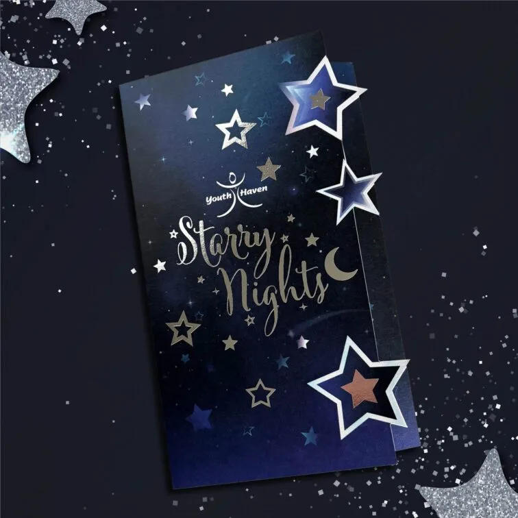 Starry nights silver foil stamped invitation post