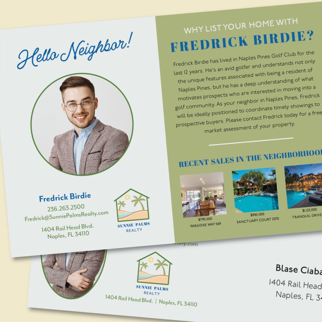 Addressed mailing postcard