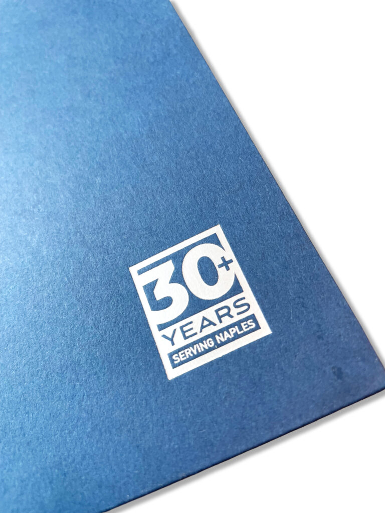 Edward Asset Management presentation folder silver foil embossed