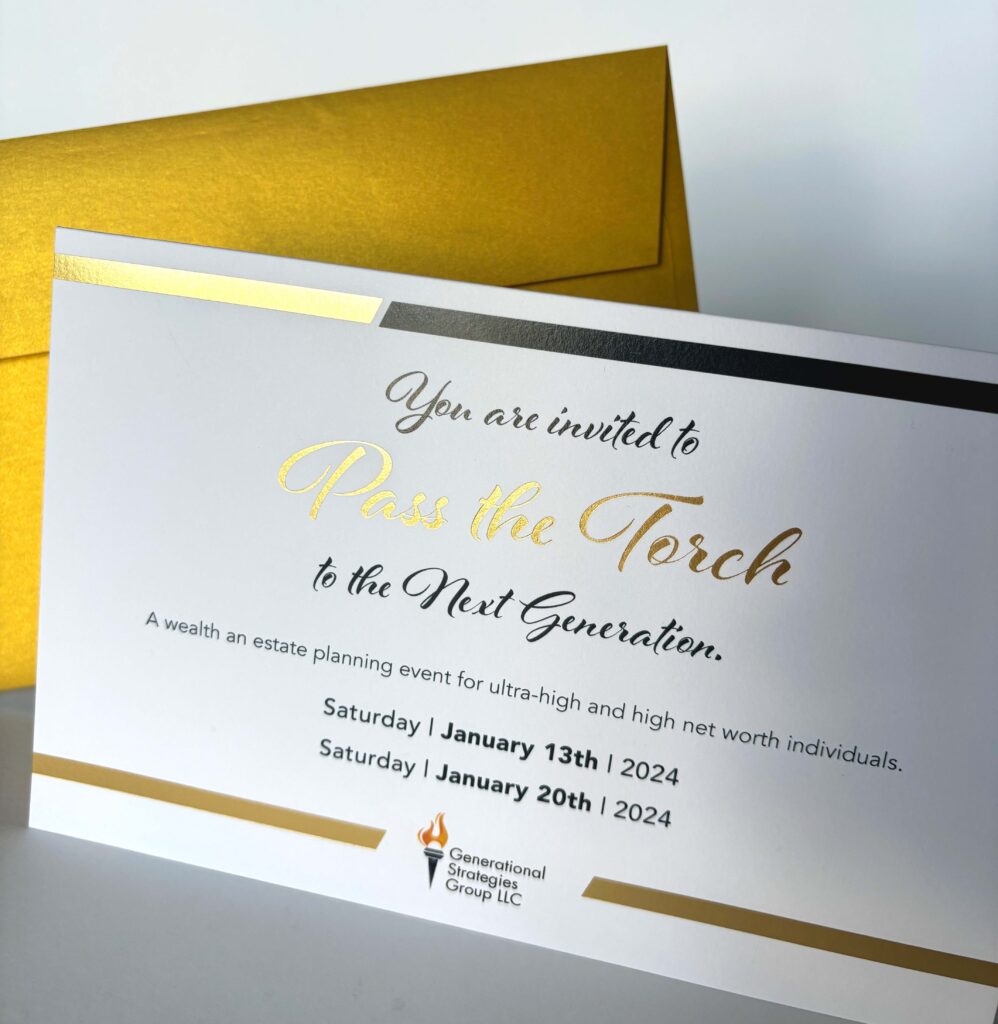 Gold foil stamped gold envelope