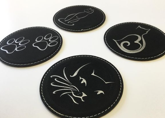 Laser engraved coaster samples