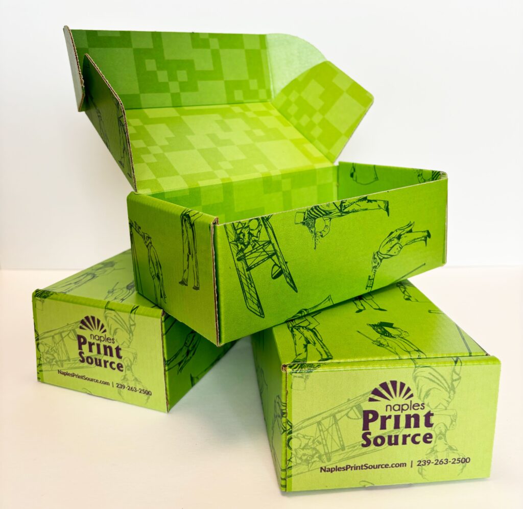 Naples print source branded corragated shipping boxes
