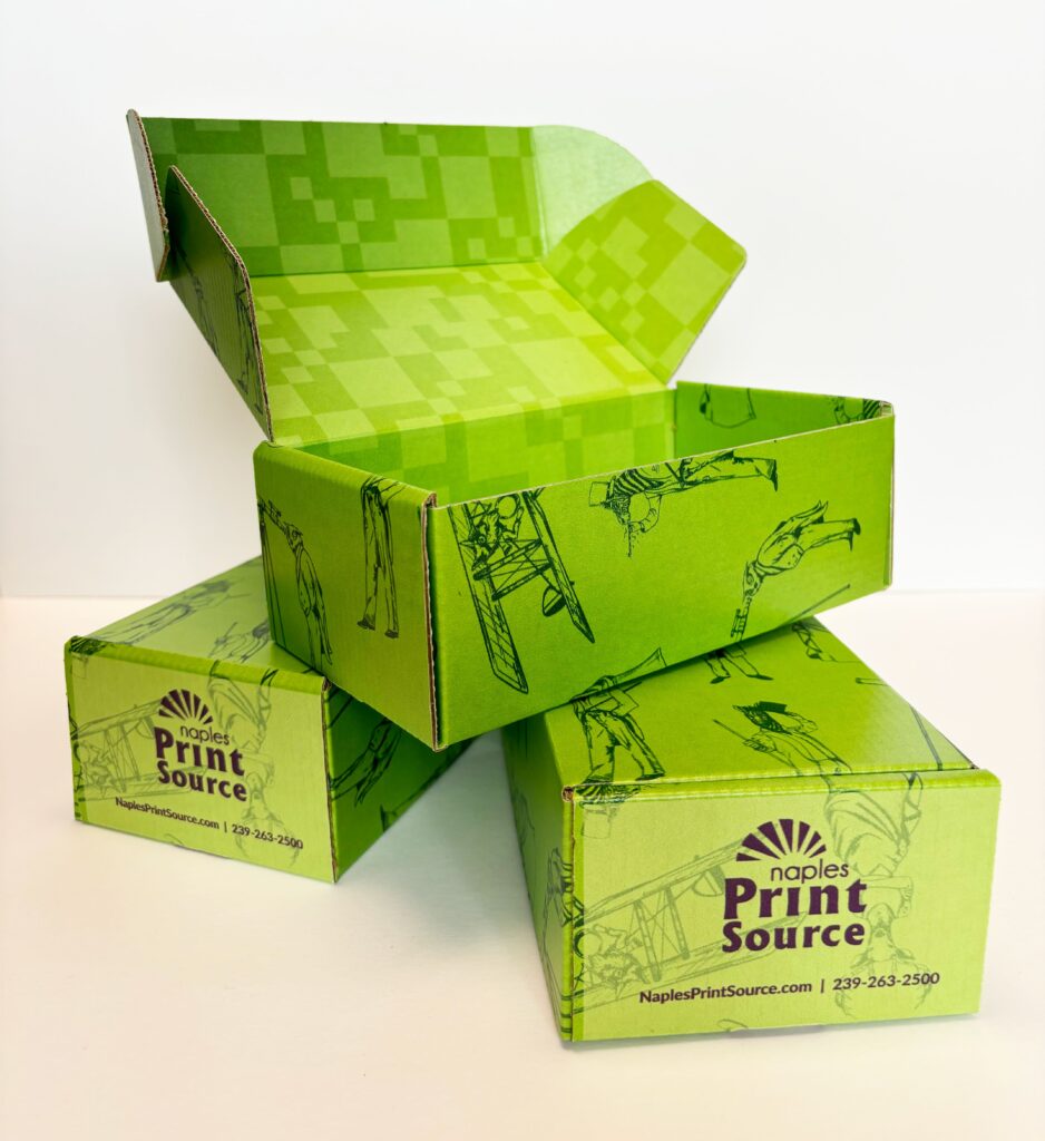 Naples print source branded shipping boxes