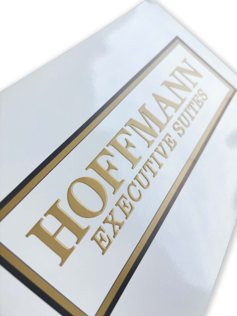 Saddlestitched booklet gold ink