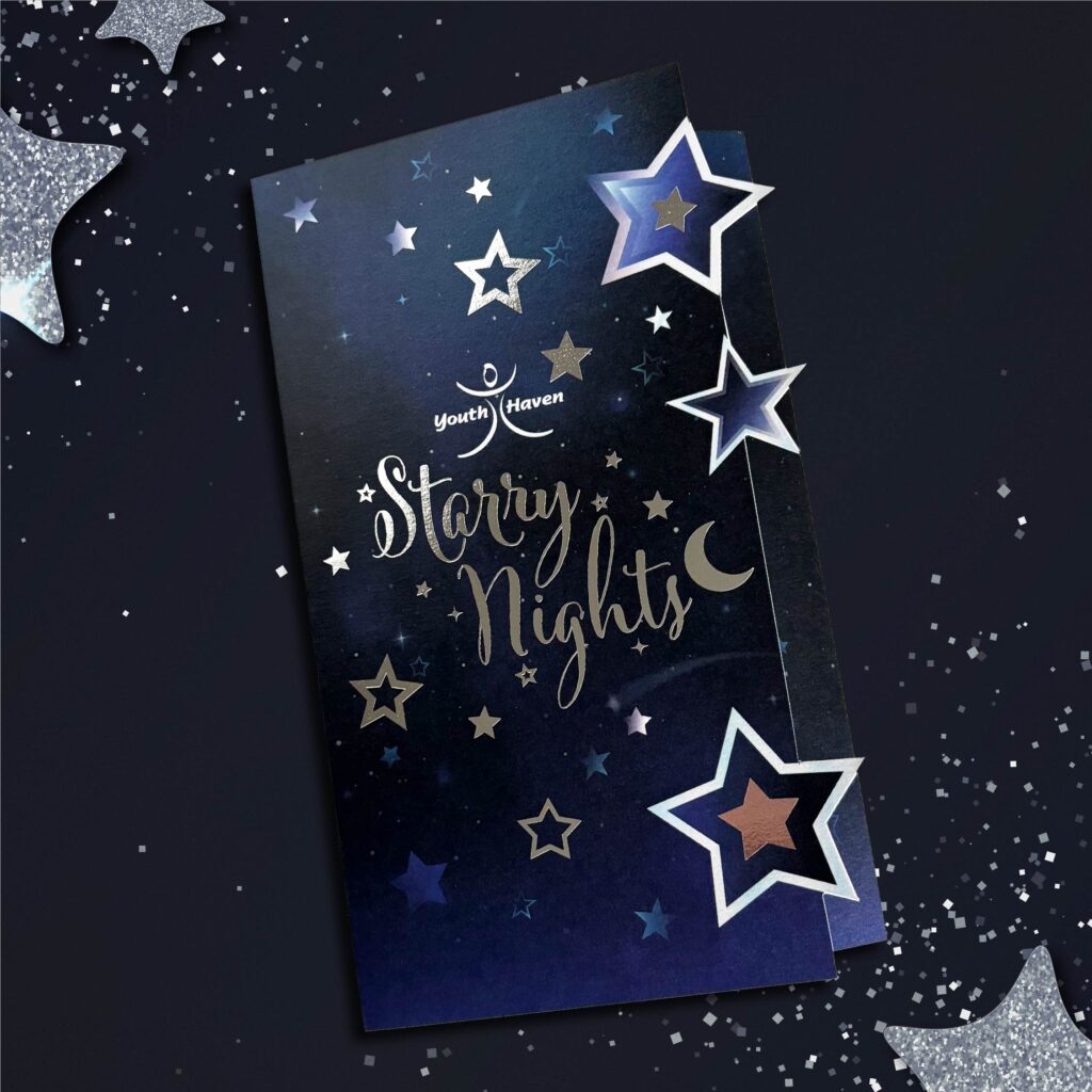 Starry nights silver foil stamped invitation post
