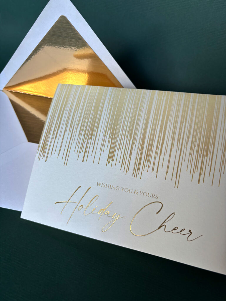 Yamron holiday card gold foil gold liner