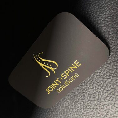 Joint Spine raised foil sude business cards