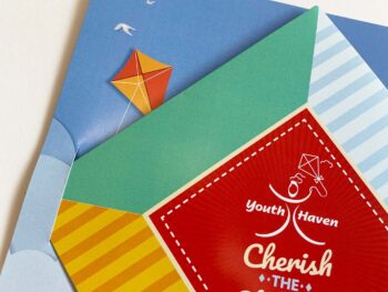 Kite fold die cut custom invitation