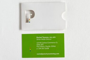 Priority marketing business card sleeve