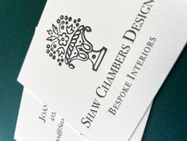 Shaw chamber designs letterpress square business cards